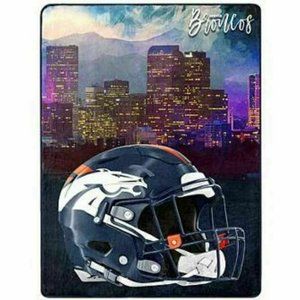 Denver Broncos Huge Cityscape Throw Blanket 60 x 80 Bagged Super Soft Watercolor